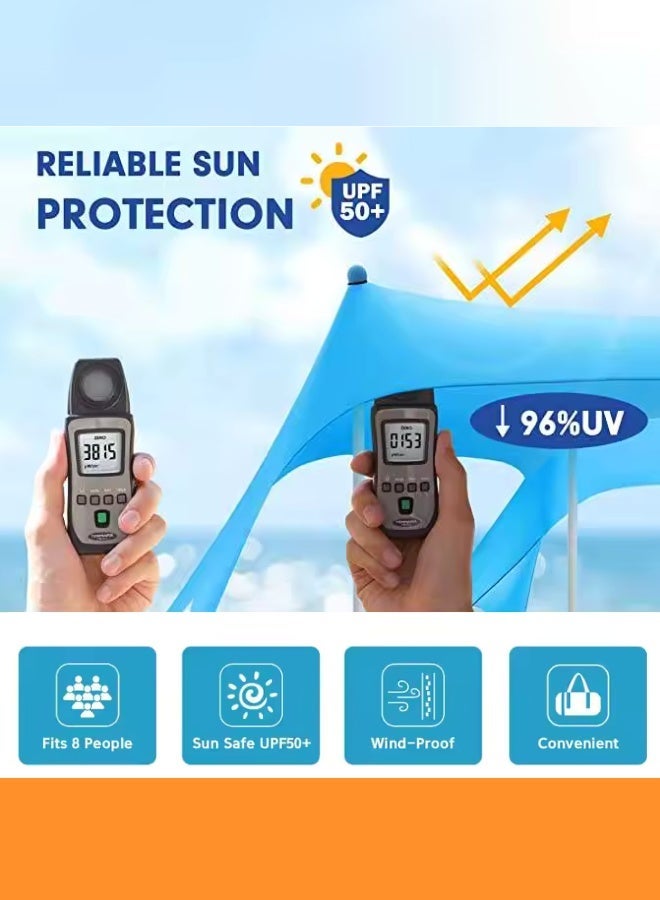 Outdoor.Market All-in-One Pop-Up Beach Tent Canopy – UPF50+ Lycra Sun Shade with 2 Stability Poles, Beach Mat, Towel, Shovel, Nodes, Pegs & Carry Bag – Windproof Outdoor Shelter for Camping, Fishing, Backyard (Blue) - Image 3