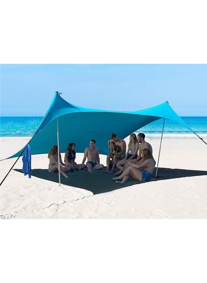 Outdoor.Market All-in-One Pop-Up Beach Tent Canopy – UPF50+ Lycra Sun Shade with 2 Stability Poles, Beach Mat, Towel, Shovel, Nodes, Pegs & Carry Bag – Windproof Outdoor Shelter for Camping, Fishing, Backyard (Blue) - Image 5