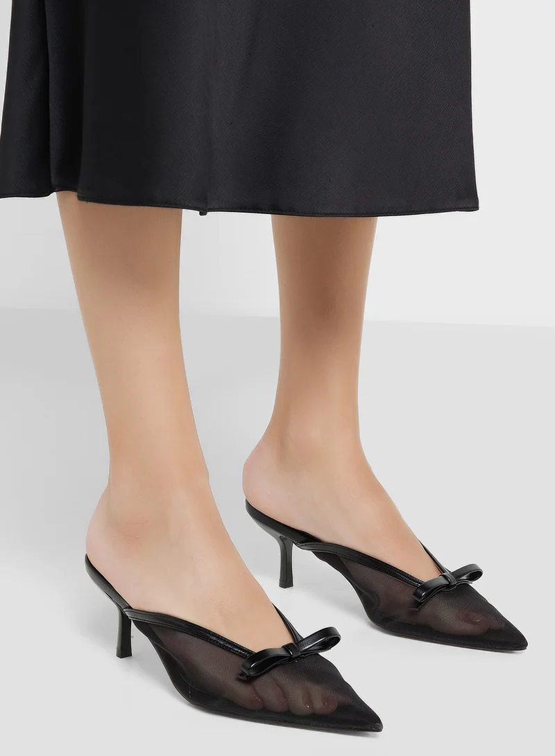 Ella Black Bow Detail Mesh Pump for Women | Best Price UAE