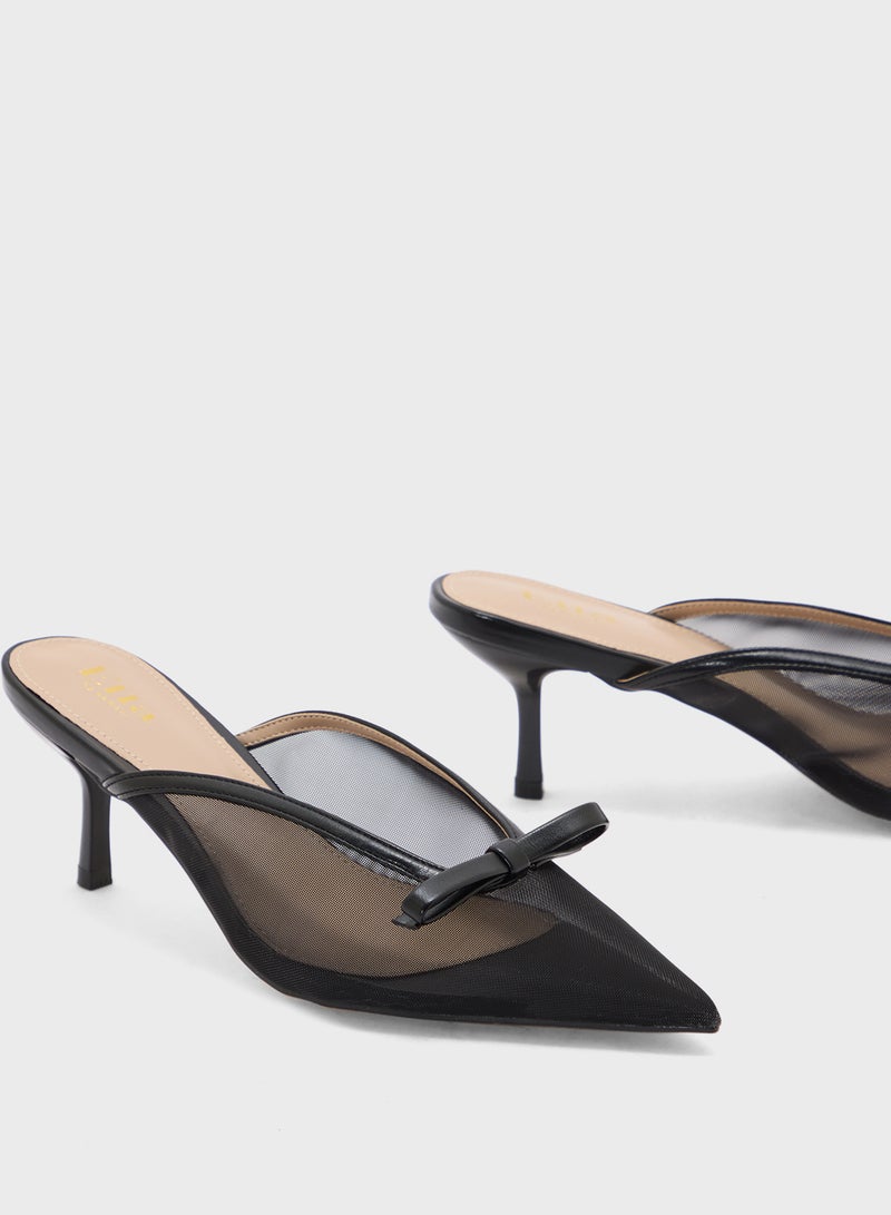 ELLA Bow Detail Mesh Pump - Image 4
