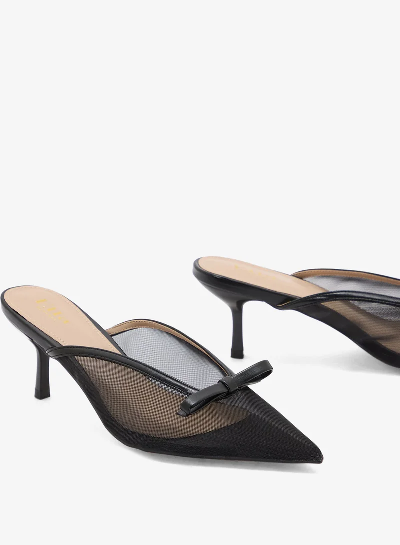Ella Black Bow Detail Mesh Pump for Women | Best Price UAE