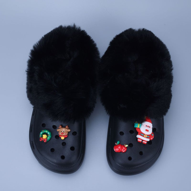 Cotton Warm Women'S Furry Slippers Men'S Cotton Cover Washable Fleece-Lined Clogs Inner Liner Removable Fur Cover Winter - Image 3