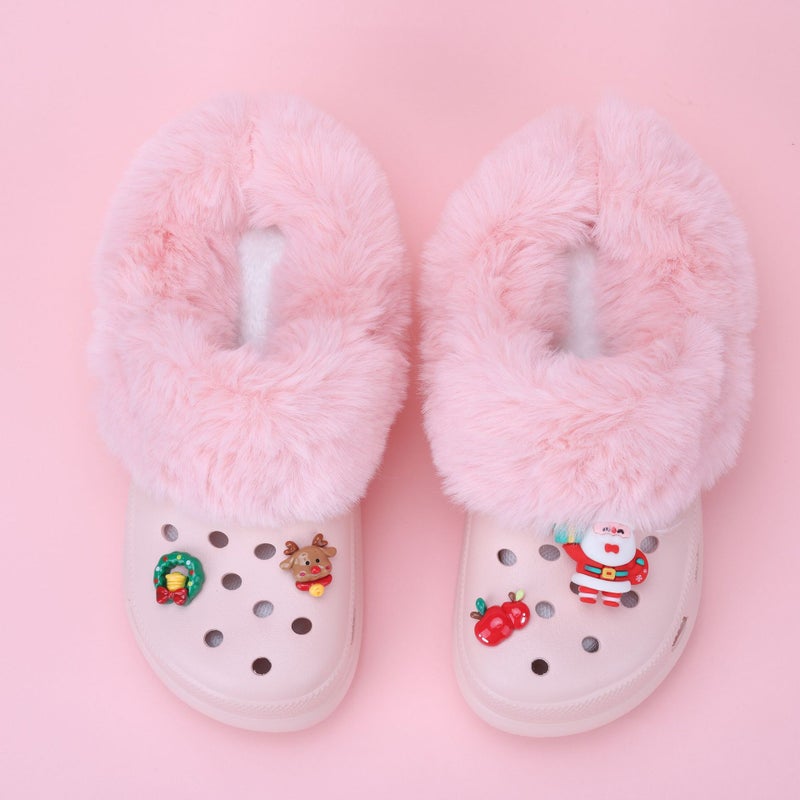 Cotton Warm Women'S Furry Slippers Men'S Cotton Cover Washable Fleece-Lined Clogs Inner Liner Removable Fur Cover Winter - Image 4