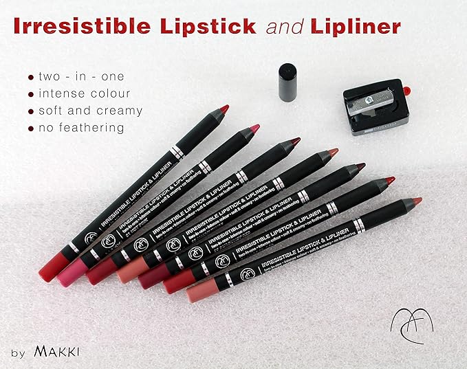 Makki Burgundy Red Makki Irresistible Lipstick Lip Liner pencil intense rich colour finish long stay twoinone soft and creamy no feathering smudgeproof extremely gliding lip art and designer lips - Image 3