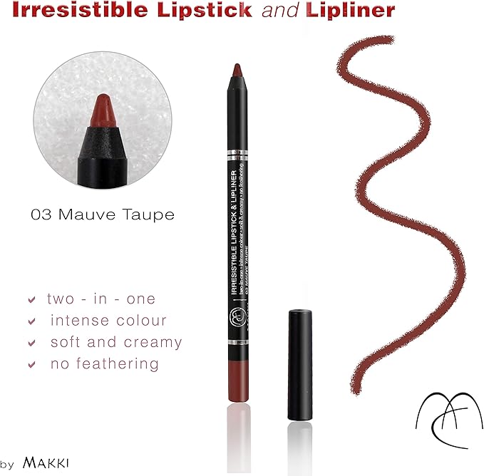 Makki Burgundy Red Makki Irresistible Lipstick Lip Liner pencil intense rich colour finish long stay twoinone soft and creamy no feathering smudgeproof extremely gliding lip art and designer lips - Image 2