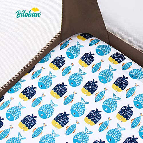 Biloban Pack and Play Sheets Fitted, 2 Pack Playard Sheet Fits for Graco Pack n Play Mattress, Mini Crib Sheets for Baby Boys & Girl - Image 2