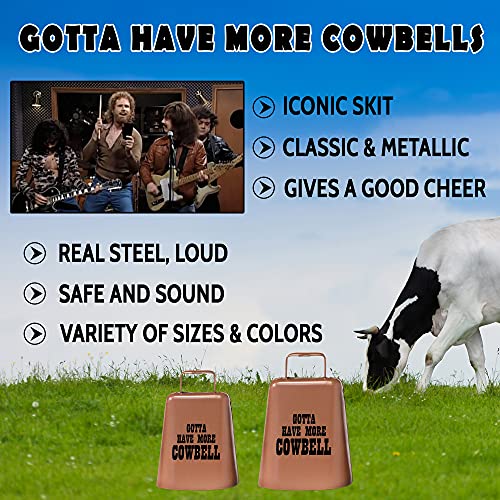 Bevin Bells "Gotta Have More Cowbell" (Medium) | Kentucky Cow Bell w/Copper Color | Made from Steel | Loud Noise Makers w/Handle | Made in CT, USA - Image 3