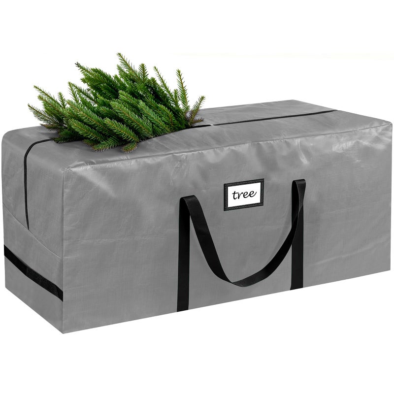 HABGP 9 ft Christmas Tree Storage Bag, Fits Artificial Xmas Holiday Tree, Durable Christmas Tree Storage Box Waterproof Material with Zippered Bag & Carry Handles, Protects from Dust, Moisture - Gray - Image 1