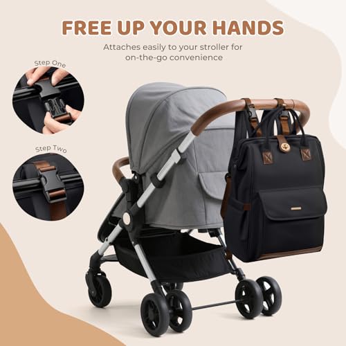 GOLF QUALITY Diaper Bag BackpackMulti Function Water Resistant Diaper Bag With HookCasual Hanging diaper bag for mom16 InchBlack - Image 3