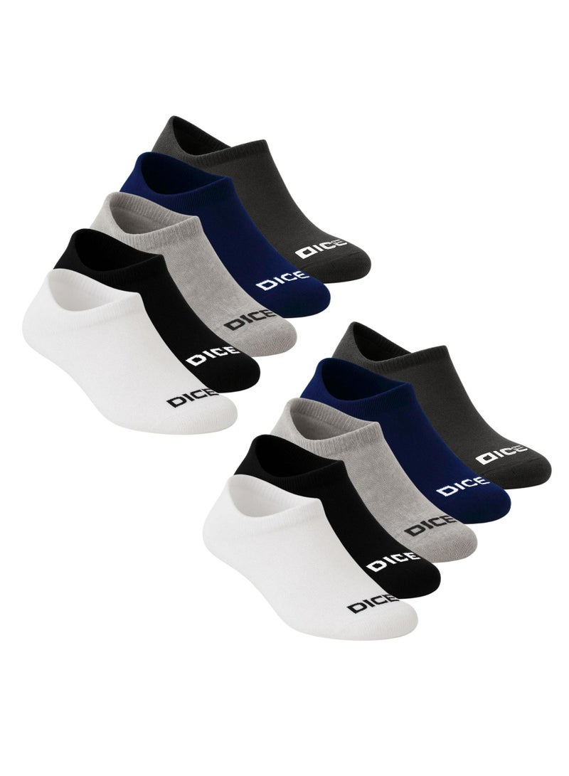 DICE Pack of 10 Multicolor Cotton Socket Socks for Men - Image 1