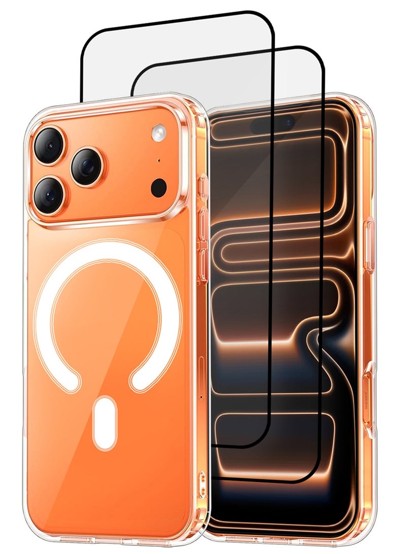 3 Packs Magnetic Clear Case for iPhone 17 Pro Max - One Case Two 3D Screen Protectors - MagSafe Compatible Shockproof TPU Drop Protection Slim Transparent Cover - Image 1