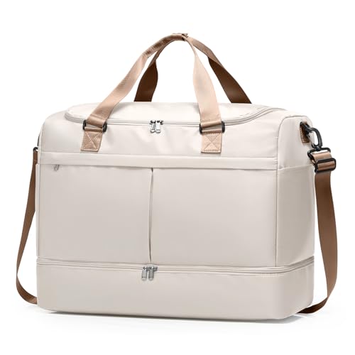 HYC00 Weekender Bags for Women - 50L Large Travel Duffle Bag with Shoe Compartment - Carry on Overnight Bag for Travel, Weekend Getaway, Gym, Hospital - Image 1