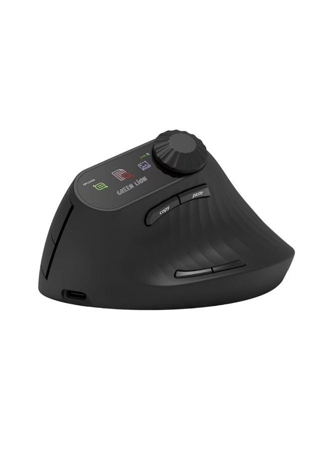 GREEN LION Smart OLED Vertical Mouse with Ergonomic Design, Multi-Function Knob, 65 Hours Working Time, Dual Mode Switching - Black - Image 2