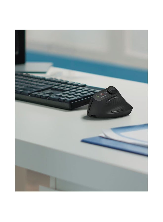 GREEN LION Smart OLED Vertical Mouse with Ergonomic Design, Multi-Function Knob, 65 Hours Working Time, Dual Mode Switching - Black - Image 3