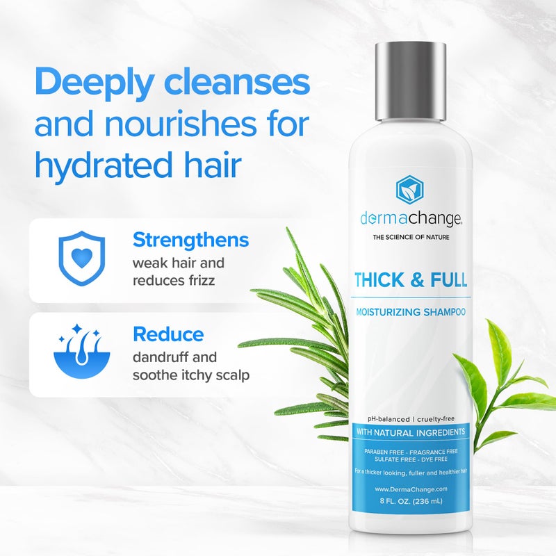 dermachange Hair Growth Shampoo for Thining and Hair Loss - Sulfate Free for Men and Women - Shinier, Volumizing and Thickening Shampoo for Color Treated Hair with Aloe Vera (16oz) - Image 4