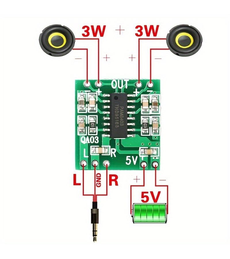 PAM8403 2 X 3W 2.5 5V Mini Class D Digital Power Amplifier Board 3pcs - Image 3