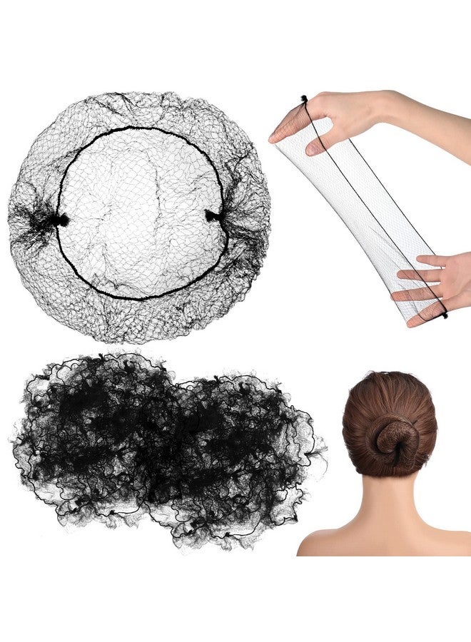 Jexine 400 Pcs Hair Nets for Women Hair Nets for Food Service Invisible Elastic Edge Mesh 20 Inches Hair Nets, Ballet Dance Hair Bun(Black) - Image 1