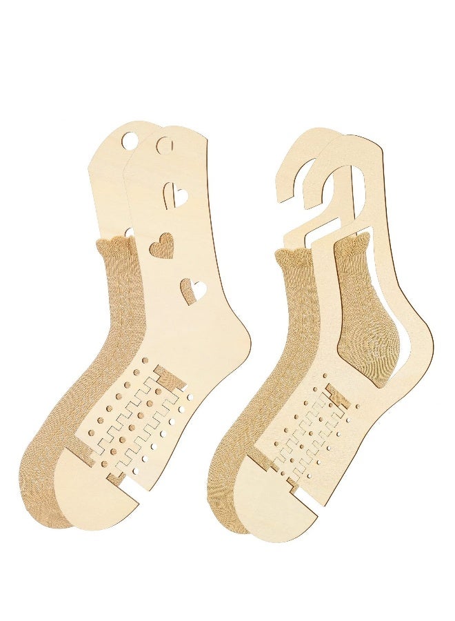 Wooden Sock Blockers for Knitting, Adjustable Sock Blocker for Knitting Crochet Stocking Display Molds Knit Sock Form Stretchers (4 Pieces) - Image 1