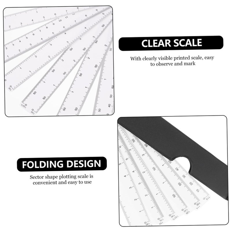 Multifunctional Folding Sector Ruler Professional White Scale for Drawing Design Students Artists Architects Engineers - Image 4