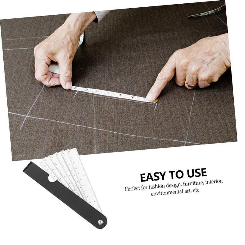 Multifunctional Folding Sector Ruler Professional White Scale for Drawing Design Students Artists Architects Engineers - Image 5