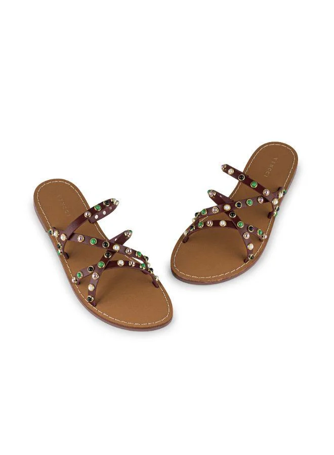 Vincci Red Multi Strap Low Heel Sandals for Women | Best Price UAE