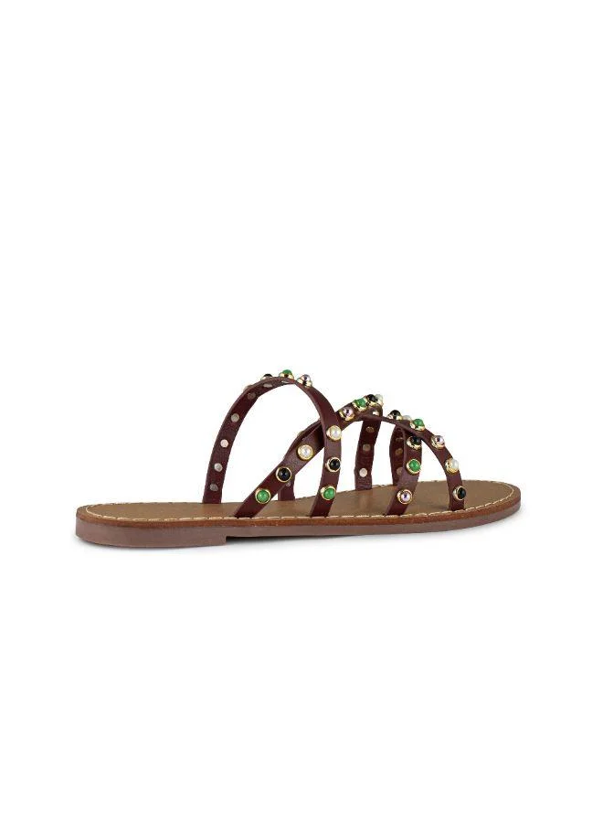 Vincci Red Multi Strap Low Heel Sandals for Women | Best Price UAE