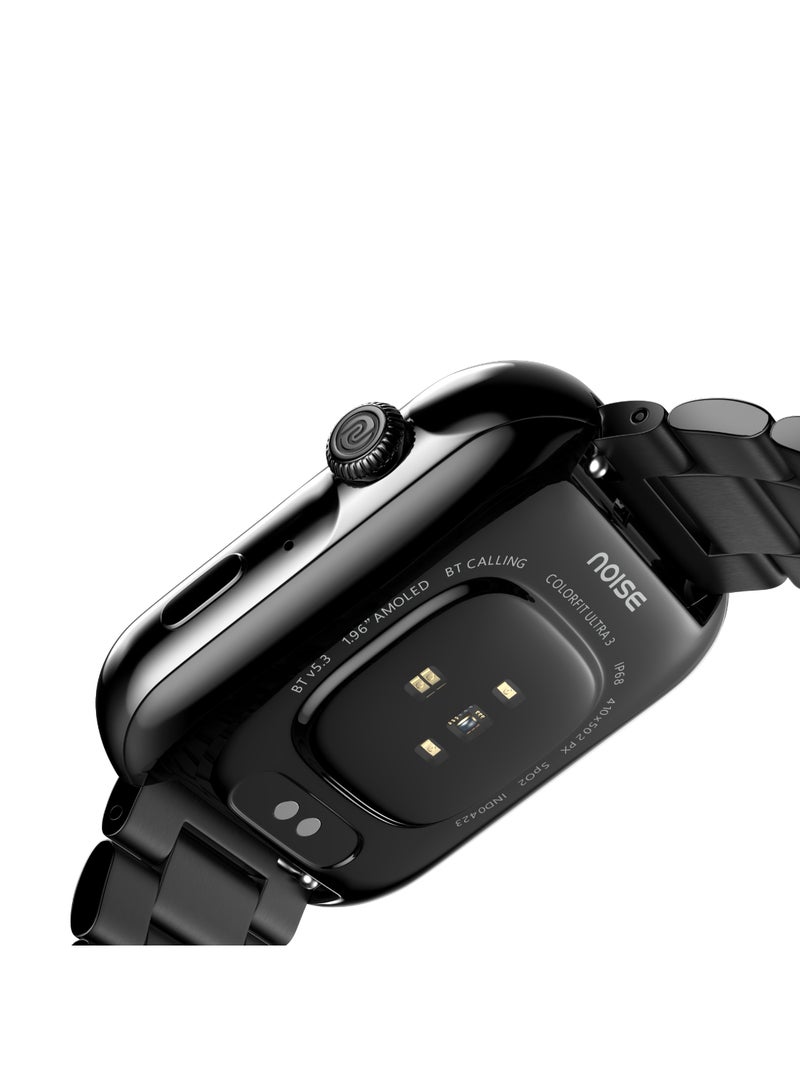 Noise Colorfit Ultra 3 Bluetooth Calling Smart Watch With Biggest 1.96" Amoled Display, Premium Metallic Build, Functional Crown, Gesture Control With Silicon Strap Jet Black: Elite Edition - Image 4