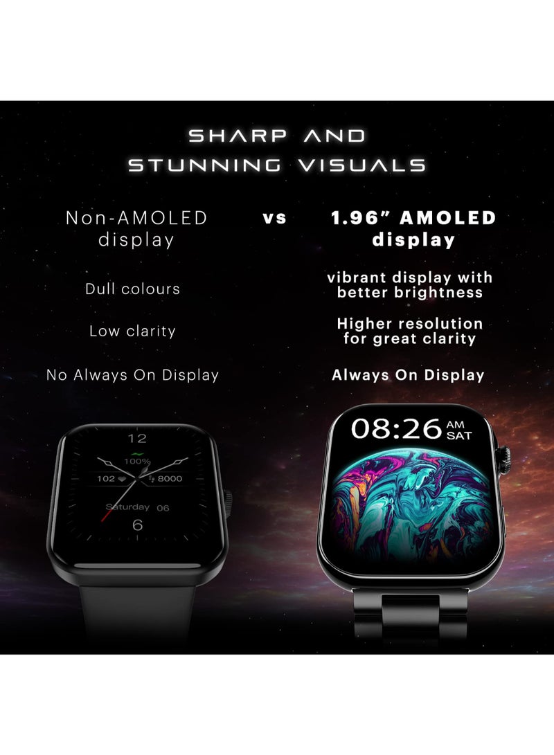 Noise Colorfit Ultra 3 Bluetooth Calling Smart Watch With Biggest 1.96" Amoled Display, Premium Metallic Build, Functional Crown, Gesture Control With Silicon Strap Jet Black: Elite Edition - Image 2