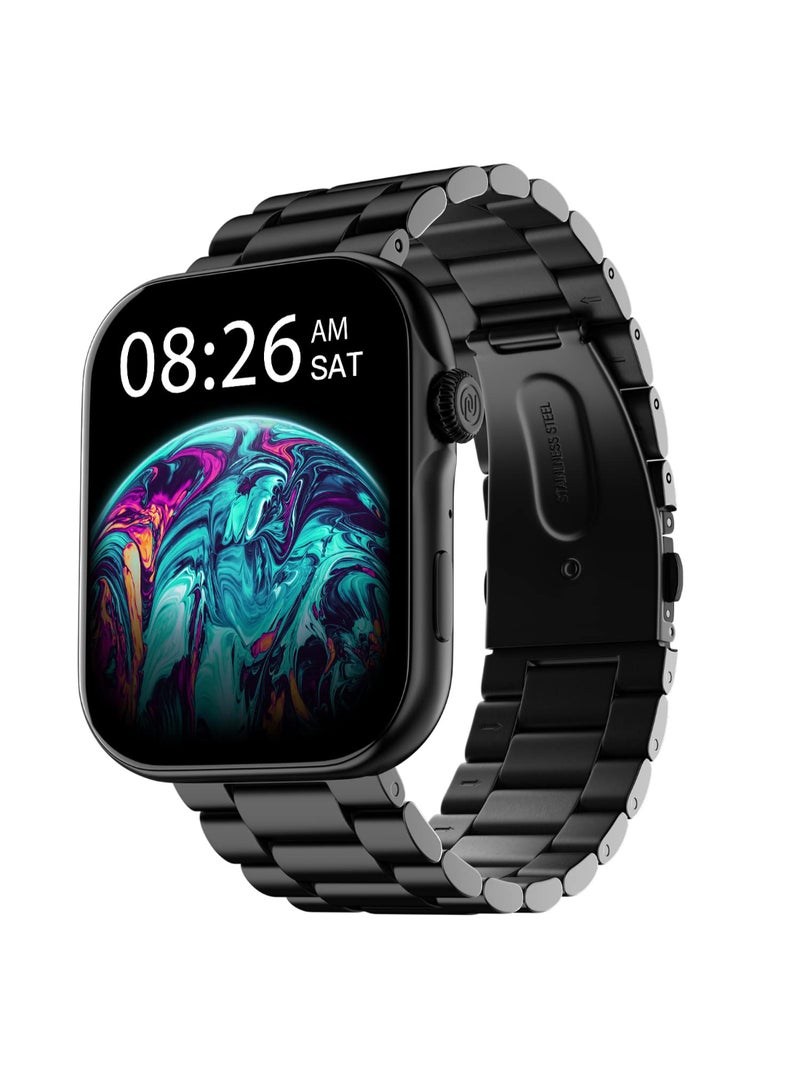 Noise Colorfit Ultra 3 Bluetooth Calling Smart Watch With Biggest 1.96" Amoled Display, Premium Metallic Build, Functional Crown, Gesture Control With Silicon Strap Jet Black: Elite Edition - Image 1