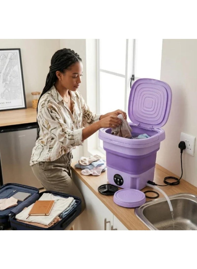 Portable foldable mini washing machine, 12 liter capacity, multi-colored, with handle and touch control panel. - Image 4