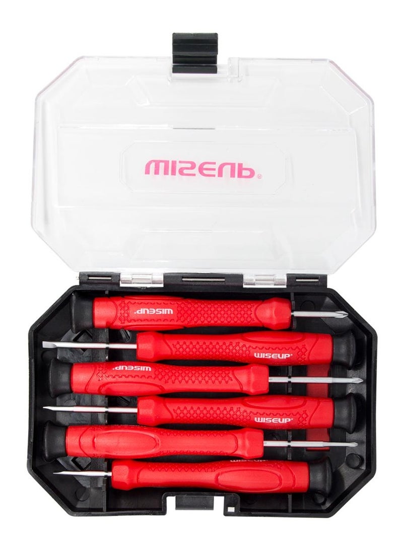 وايزأب طقم مفك الكترونيات 6 قطع هيفي ديوتي مناسب  للساعات والنظارات والساعات والكمبيوتر والاصلاحات الالكترونية، مفك مسامير دقيق متعدد الوظائف - Image 1