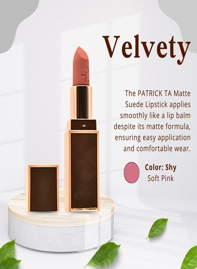 PATRICK TA Matte Suede Lipstick - Shy - Soft Pink - Image 4