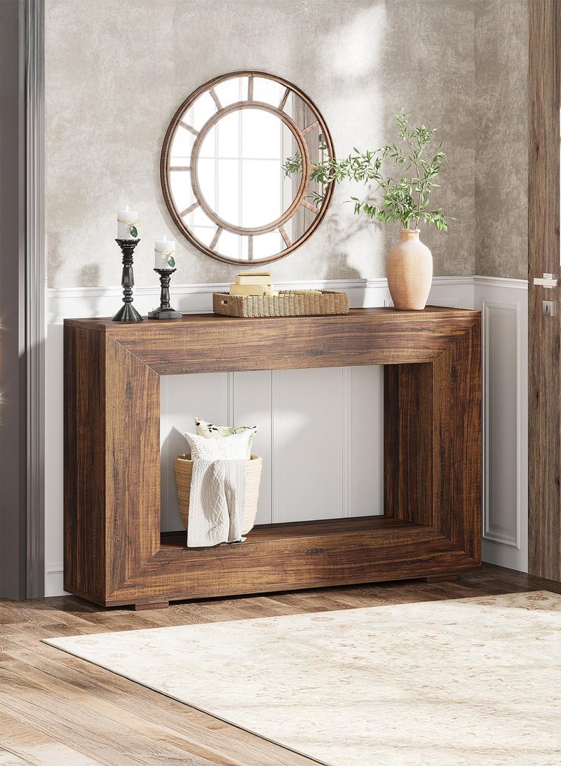 يانارا طاولة كونسول خشبية بطول 120 سم، طاولة مدخل مع تخزين، طاولة ديكور صناعية للممر والغرفة المعيشة والمداخل - Image 2