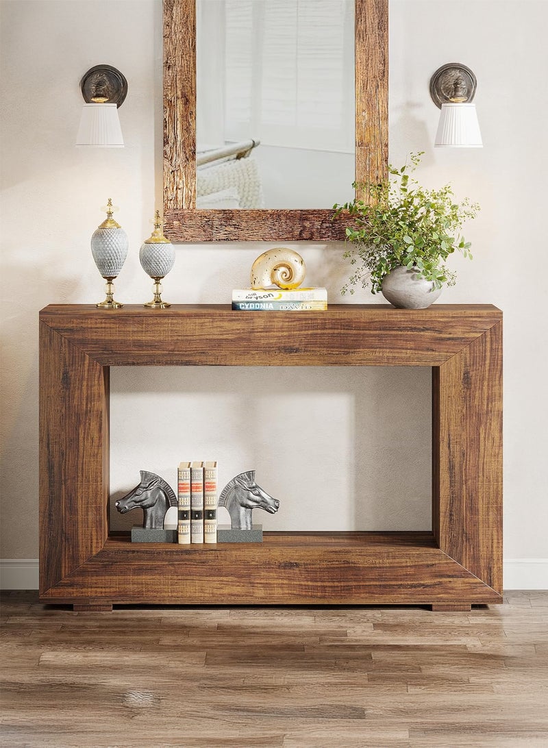 يانارا طاولة كونسول خشبية بطول 120 سم، طاولة مدخل مع تخزين، طاولة ديكور صناعية للممر والغرفة المعيشة والمداخل - Image 3