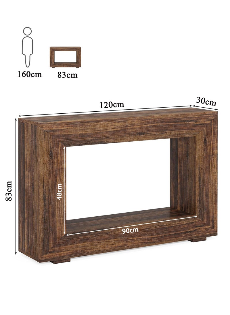 يانارا طاولة كونسول خشبية بطول 120 سم، طاولة مدخل مع تخزين، طاولة ديكور صناعية للممر والغرفة المعيشة والمداخل - Image 4