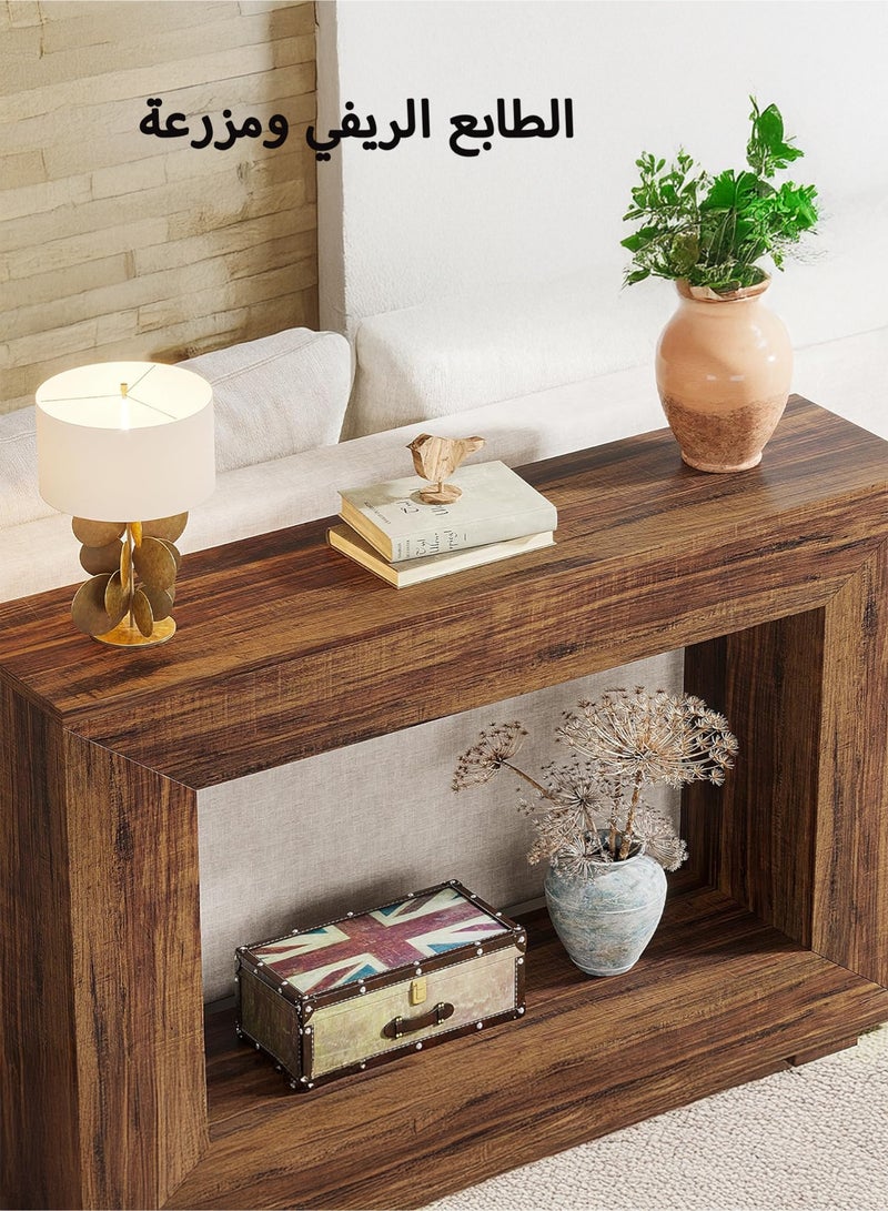 يانارا طاولة كونسول خشبية بطول 120 سم، طاولة مدخل مع تخزين، طاولة ديكور صناعية للممر والغرفة المعيشة والمداخل - Image 5