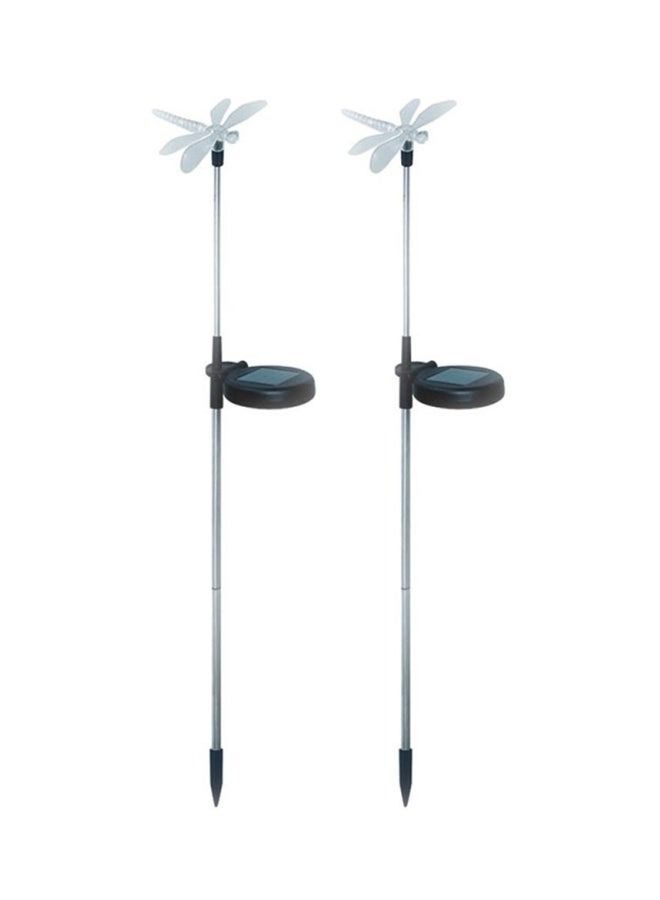 جينتيك حزمة من 2 مصباح LED يعمل بالطاقة الشمسية على شكل اليعسوب أسود فضي