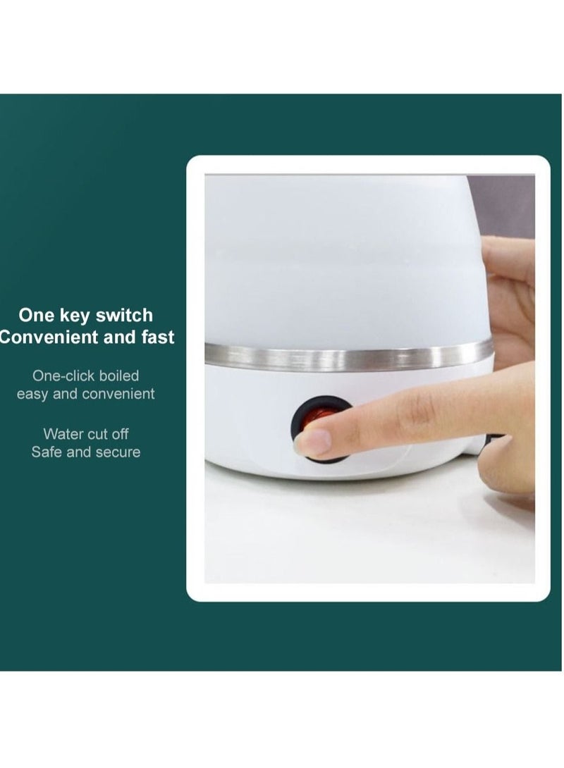 ELTRAZONE Silicone Travel Foldable Water Heater Jug Collapsible Mini Portable Electric Kettle White - Image 4