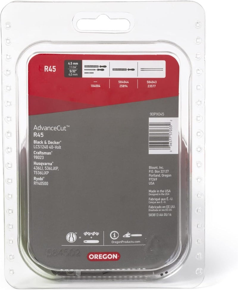 Oregon سلسلة منشار كهربائي R45 AdvanceCut لبار 12 بوصة، 45 وصلة دفع، سلسلة منخفضة الارتداد تناسب ديوالت، كرافتسمان، ماكيتا والمزيد - Image 2