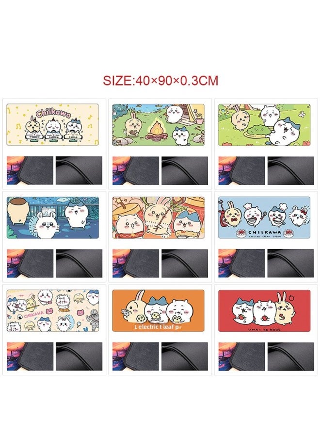 Chiikawa Jiyika Wow White Dumplings E-sports Game Big Mouse Pad Lock Edge Non-slip Keyboard Pad 40x90cm-Colour:40x90cm-Pattern:NF-0490
