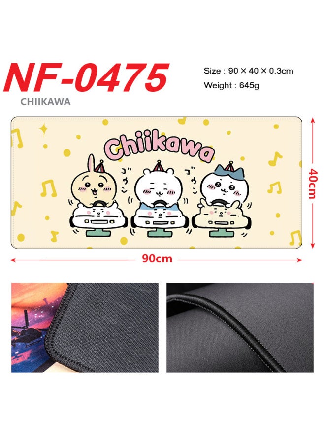 Chiikawa Jiyika Wow White Dumplings E-sports Game Big Mouse Pad Lock Edge Non-slip Keyboard Pad 40x90cm-Colour:40x90cm-Pattern:NF-0490