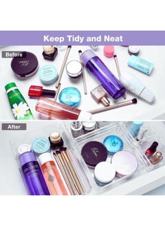AlsayedP 16 PCS Drawer Organizer Set Clear Plastic Desk Drawer Dividers Trays Dresser Storage Bins Separation Box for Makeup, Jewelries and Gadgets  - Image 5