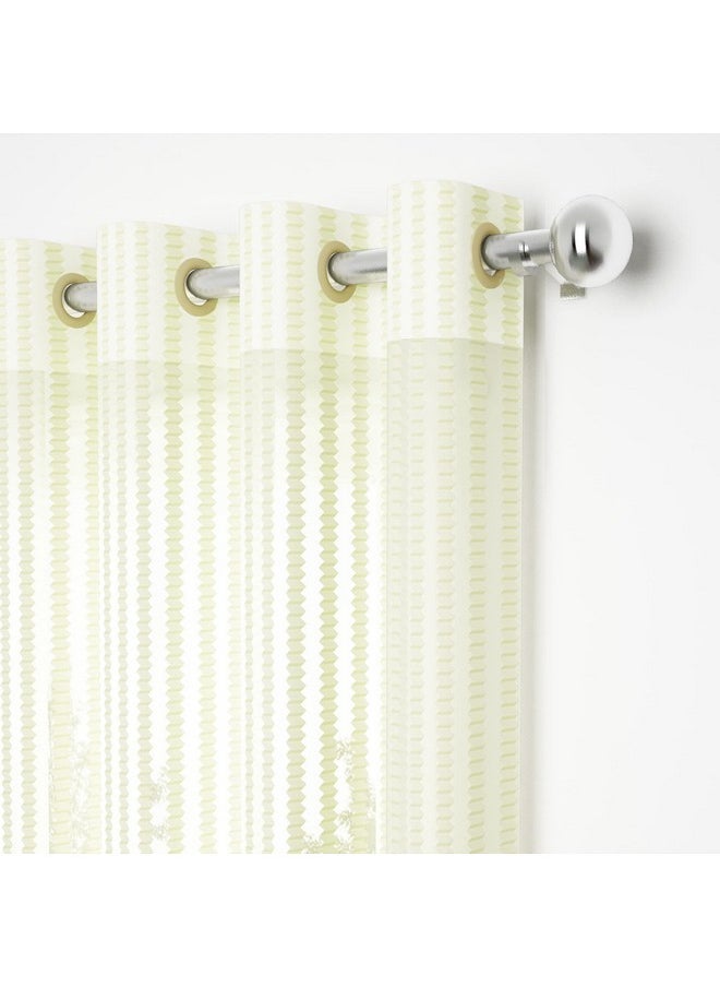 Story@Home Story@Home Transparent Curtains Long Door Curtains 9 Feet Set of 2, Polyester Zig Zag Print Sheer Net Curtain | Curtains for Living Room, Bedroom, Hall, Balcony, 118 x 275 cm, Cream  - Image 2