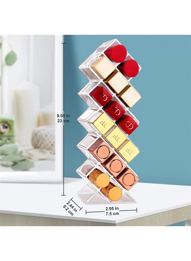 JessLab Lipstick Organizers and Storage, Acrylic Lipstick Holder Lip Gloss Tower Clear Cosmetic Fish Sticks Lip Makeup Organizer Lip Stick Storage for Bathroom Vanity Countertop, 16 Slots  - Image 2