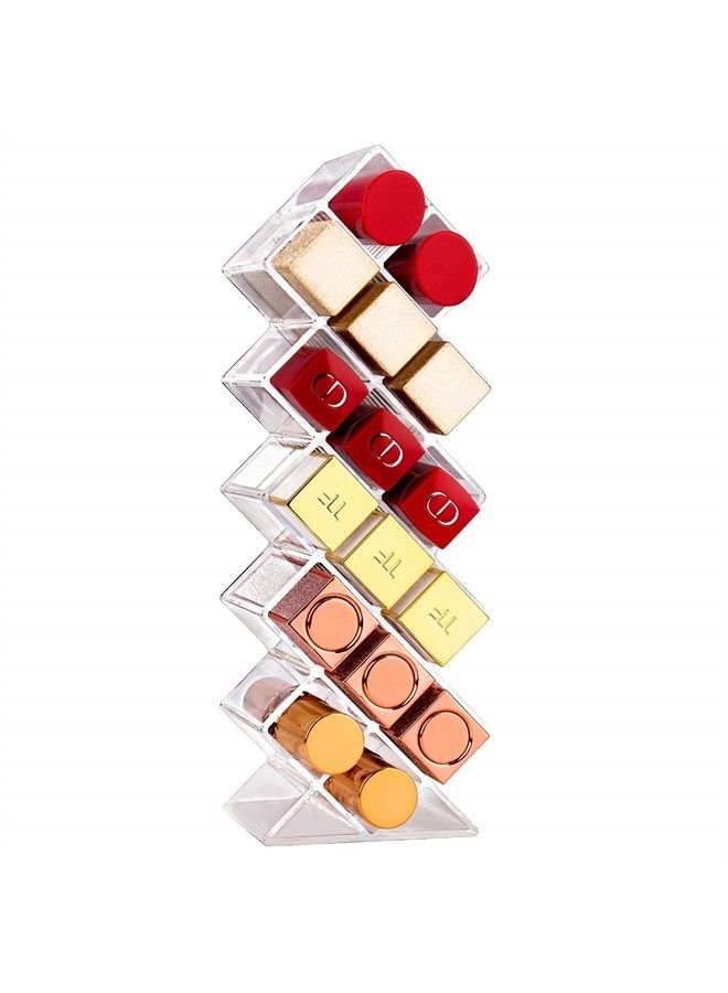 JessLab Lipstick Organizers and Storage, Acrylic Lipstick Holder Lip Gloss Tower Clear Cosmetic Fish Sticks Lip Makeup Organizer Lip Stick Storage for Bathroom Vanity Countertop, 16 Slots  - Image 1