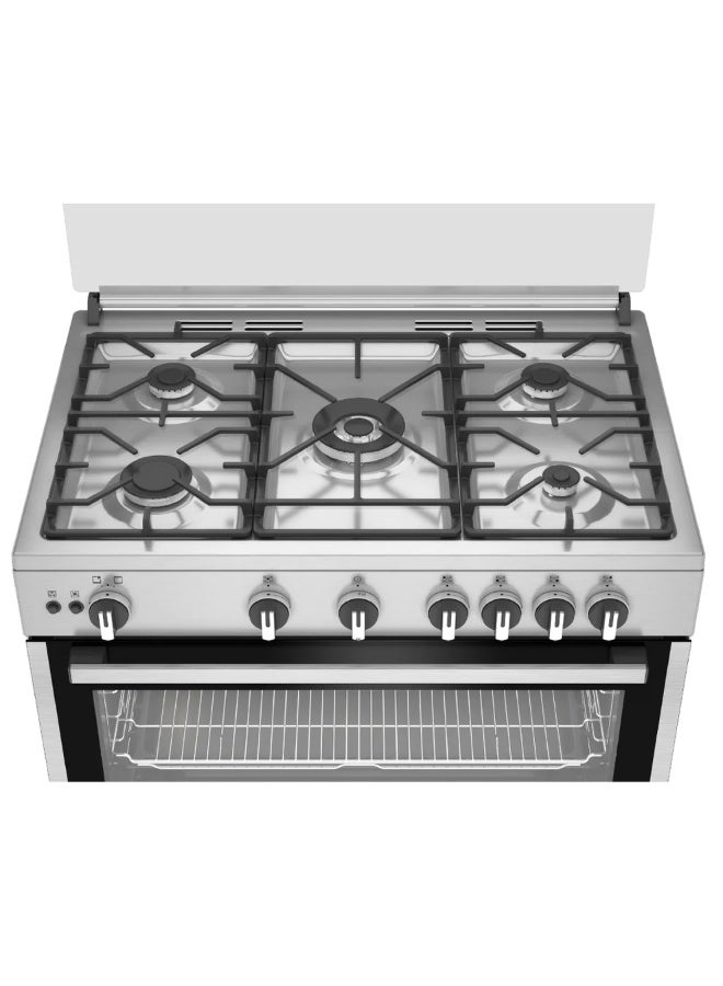 أريستون Ariston 5-Burner Freestanding Gas Cooker with Oven ARR9 GGF 23127 XJA SILVER 5 ARR9 GGF 23127 XJA SILVER - Image 3