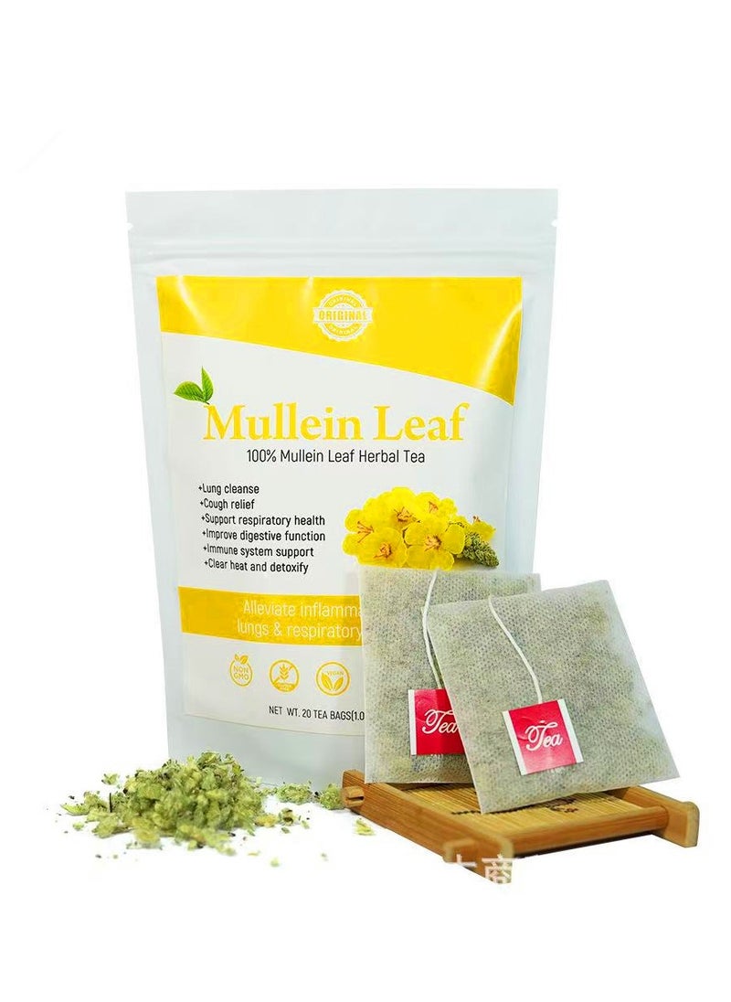 Wins Town Premium 20 Mullein Leaf Tea Bags For Lung  100% Natural  Pure from Mullein Leaves  Loose Leaf Mullein Herbal Tea Made with Natural Material Tea Bags No Sugar No Caffeine No Gluten Vegan 