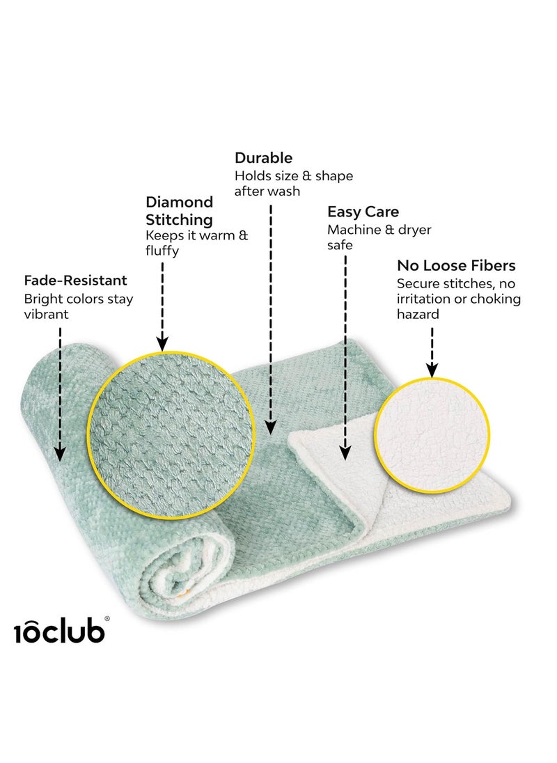 My NewBorn - MyNewborn by 10club Double Layer Diamond Fleece Blanket | for Girls, Boys, Newborn, Toddler | 0-5 Y | All Season, AC Blanket | 101 x152 cm | 410 GSM (Green) - Image 1