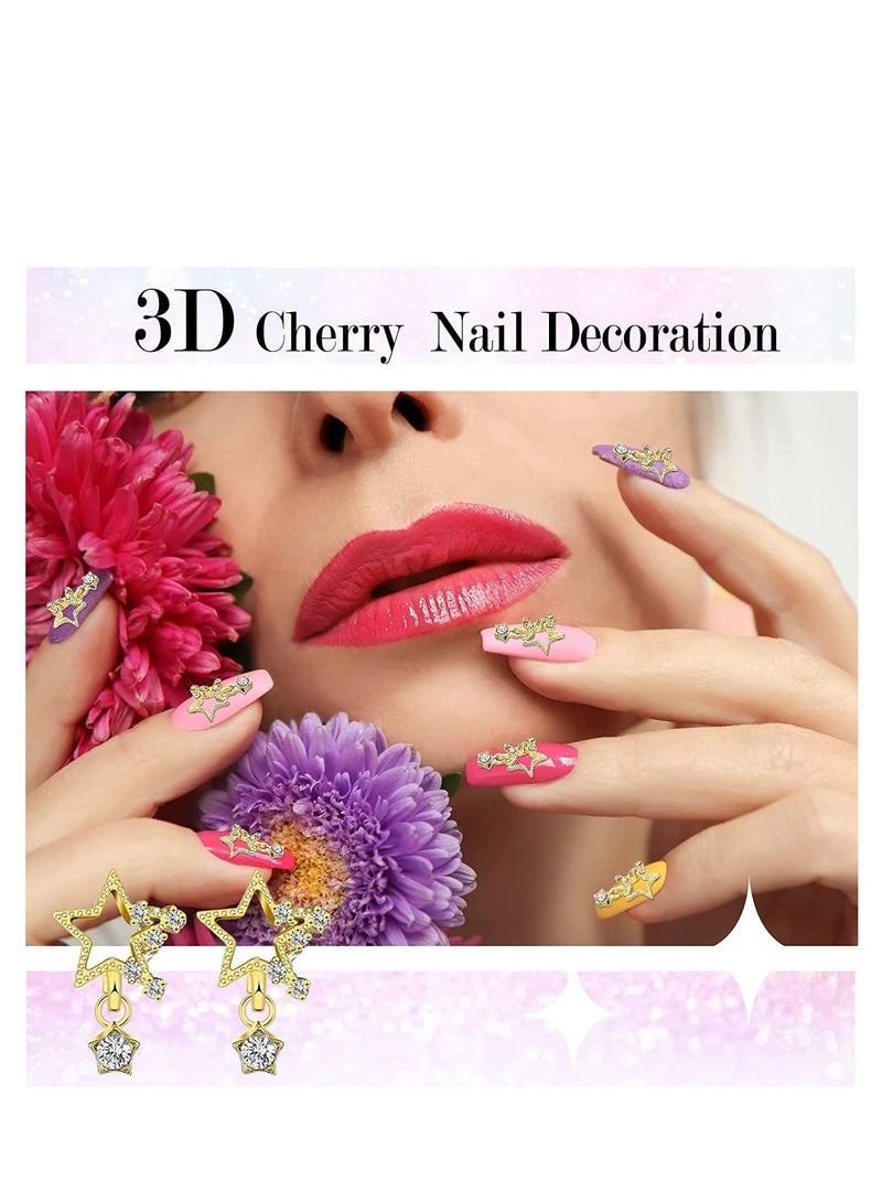 SYOSI 50Pcs 3D Acrylic Nail Charms, Star Pentacle Nail Charm for Nail Rhinestones with Pearl Beads Crystals Nail Nail Supplies for DIY (Gold, Pentacle Style) - Image 3