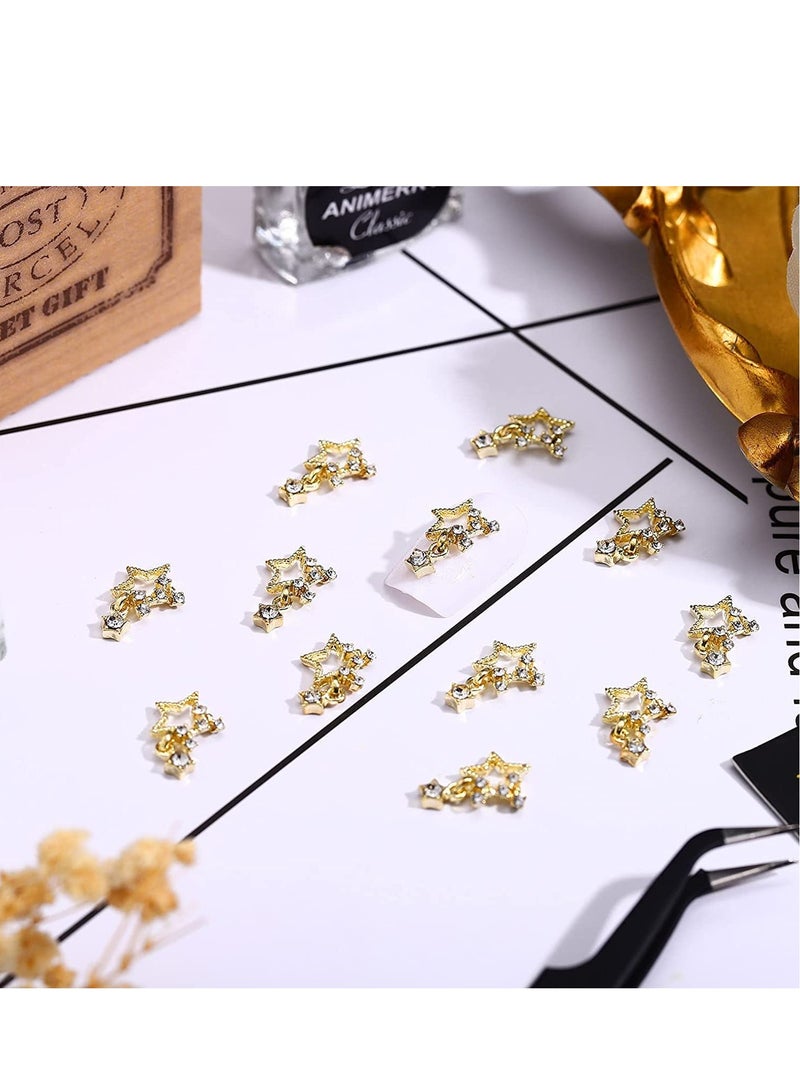 SYOSI 50Pcs 3D Acrylic Nail Charms, Star Pentacle Nail Charm for Nail Rhinestones with Pearl Beads Crystals Nail Nail Supplies for DIY (Gold, Pentacle Style) - Image 5
